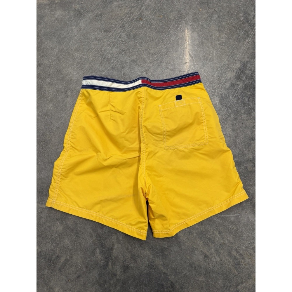 Vintage Tommy Hilfiger Men's 7" Swim Trunk Shorts Yellow  Nylon Sz‎ L - Picture 5 of 6